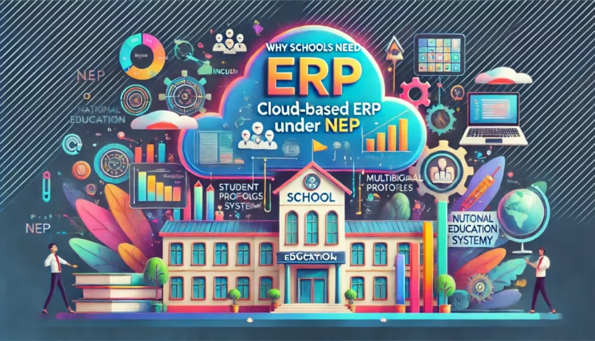 DALL·E 2024-12-27 14.12.37 - A professional and modern banner image for a blog post about cloud-based School ERP systems and the New National Education Policy (