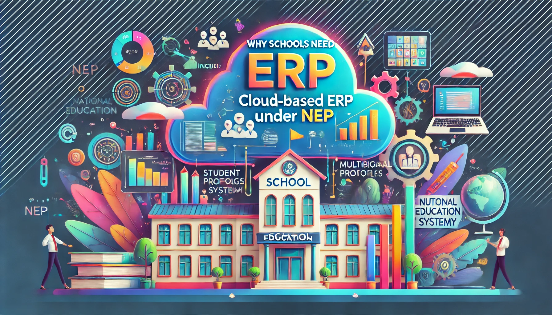 DALL·E 2024-12-27 14.12.37 - A professional and modern banner image for a blog post about cloud-based School ERP systems and the New National Education Policy (