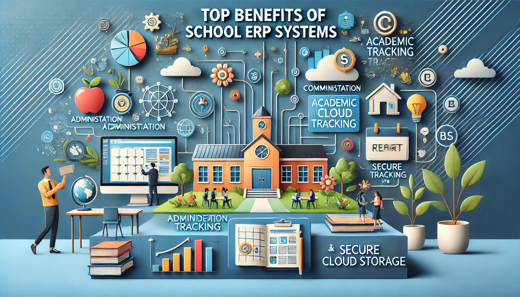 DALL·E 2024-12-27 14.27.40 - A professional and visually appealing banner image for a blog post about the benefits of using School ERP systems. The design shoul